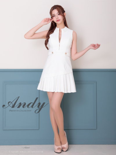 週末値下げAndy アイボリー レースドレス M ANDY/アンディ】総レース/ バストクロスデザイン/ 長袖/ 袖あり