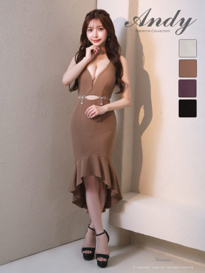 ANDYブラウン柄ノースリーブロングドレス Andyドレス｜ [Andy]AN-ON3009｜Andyドレス 公式通販